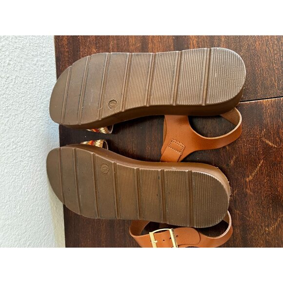 CL By Laundry GHYA Platform Sandals Womens Sz 10 Tan Vegan Buckle Strap Open Toe - Picture 10 of 14